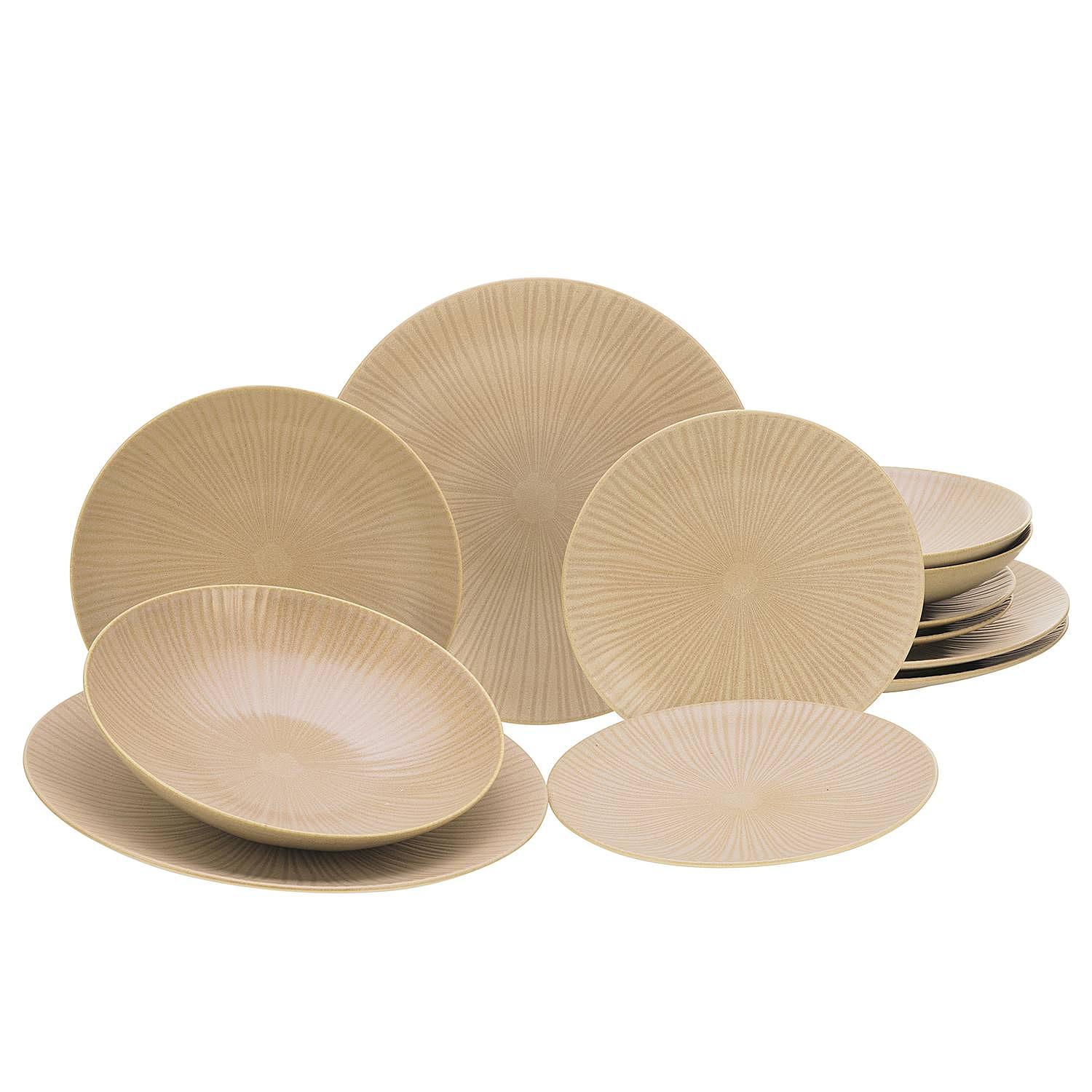 12-Piece Vesuvio Dinner Service Stoneware Cream 0