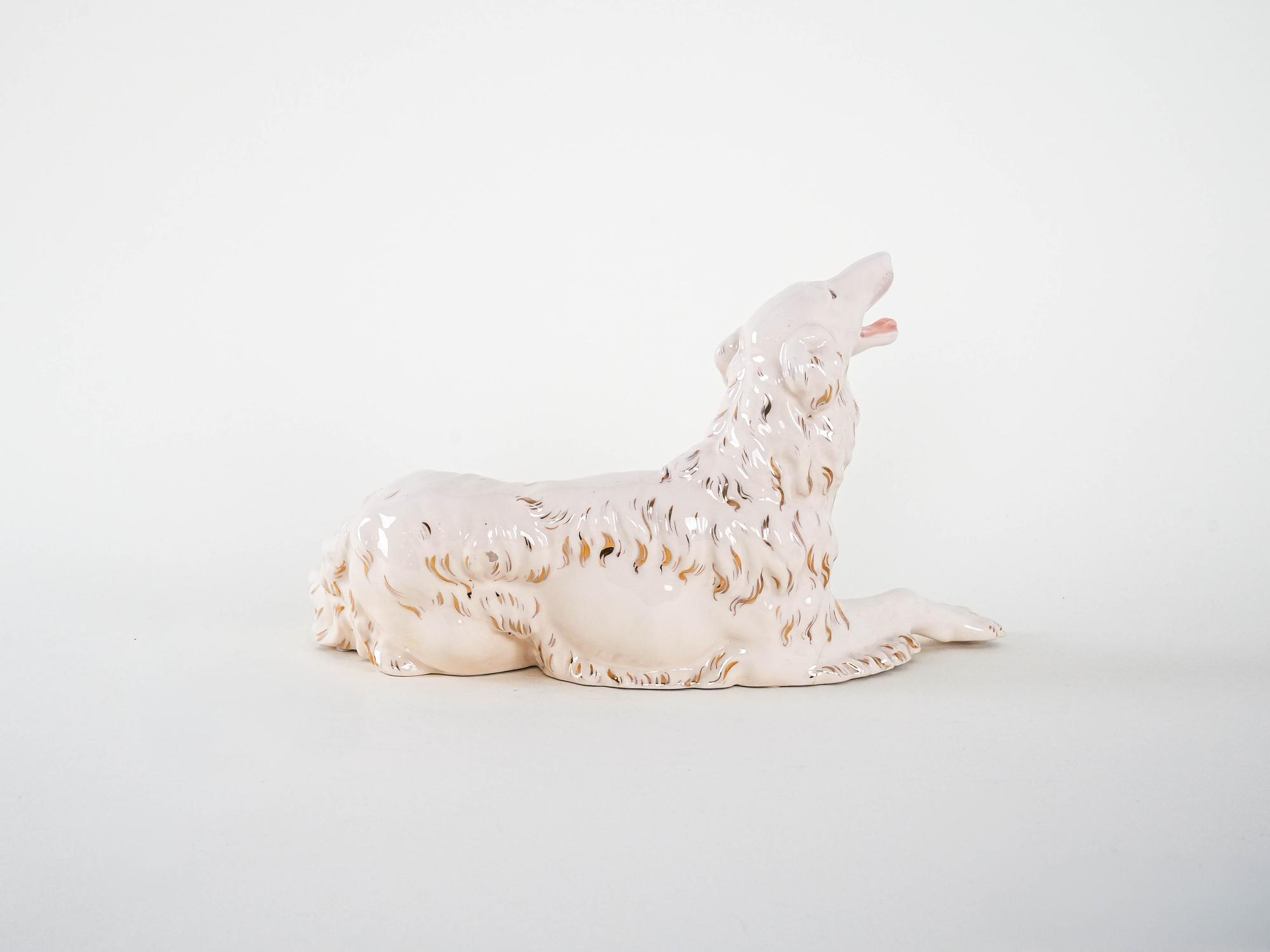 Porzellanfigur Barsoi Creme 1960er Jahre 5