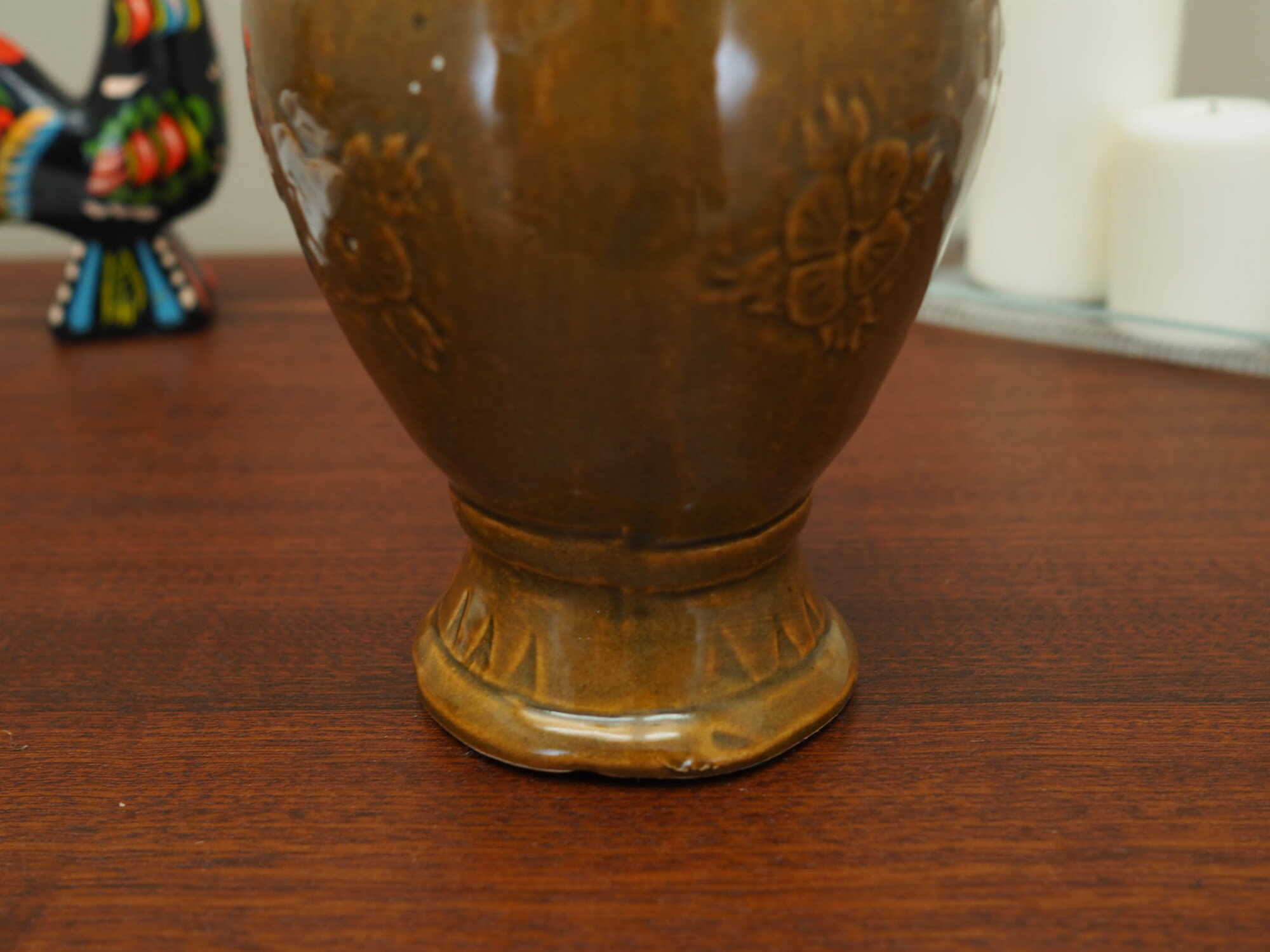 Vintage Vase Keramik Braun 1960er Jahre 6