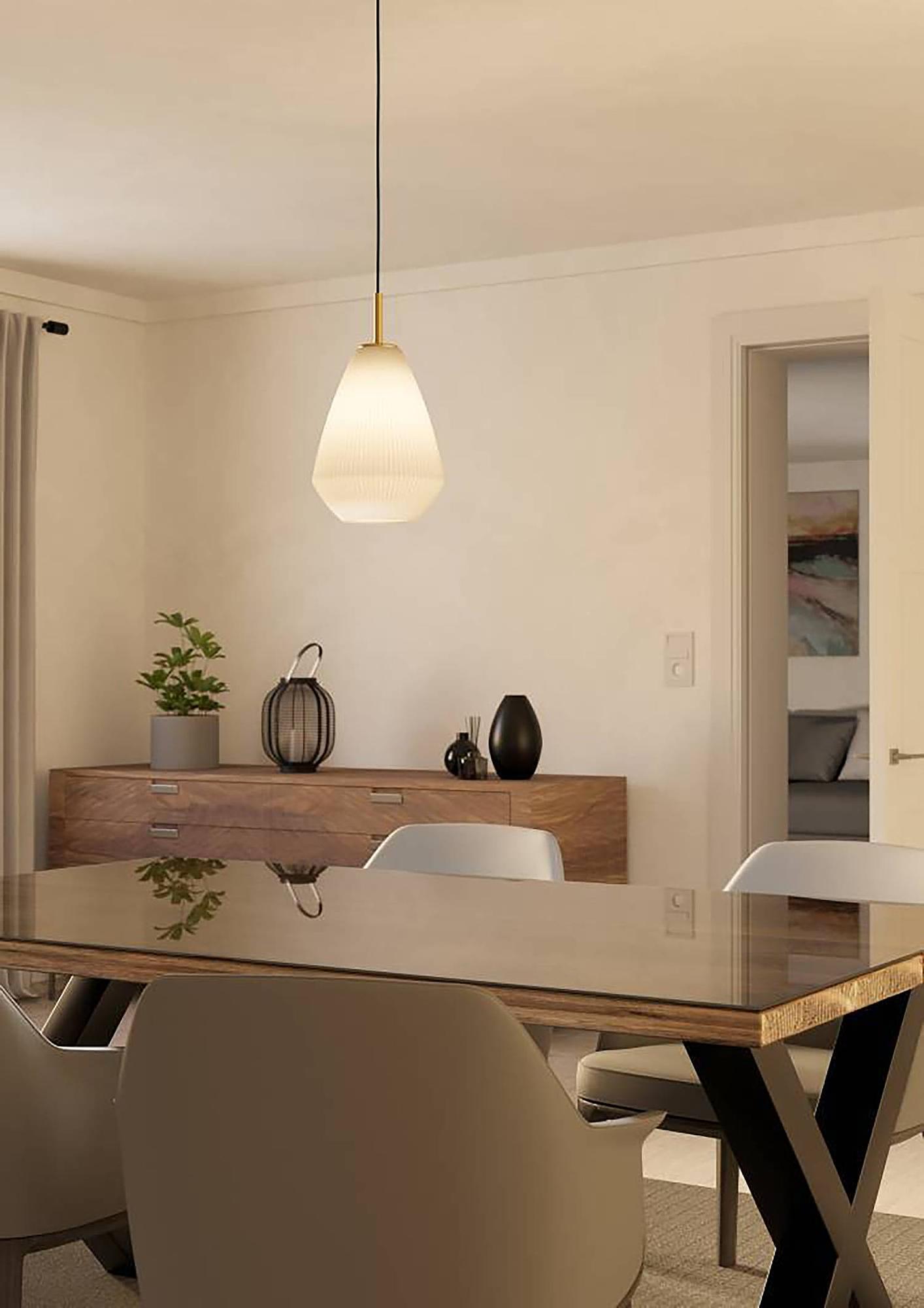 Caprarola Frosted Pendant Lamp Glass Steel Single-flame 2