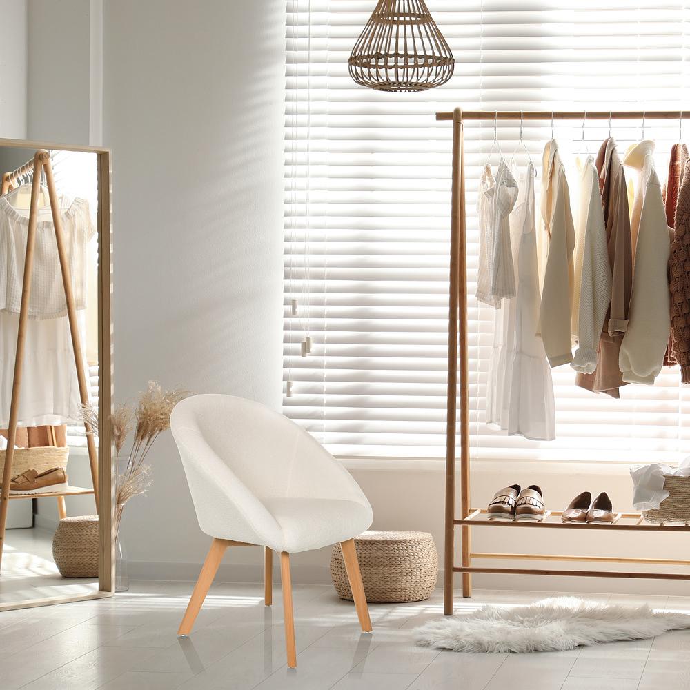 Sedia imbottita Scandi Ted tessuto bianco 5