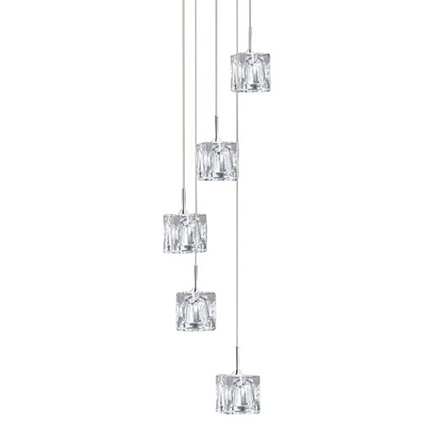 LED-Pendelleuchte Ice Cube Kristallglas Stahl 0