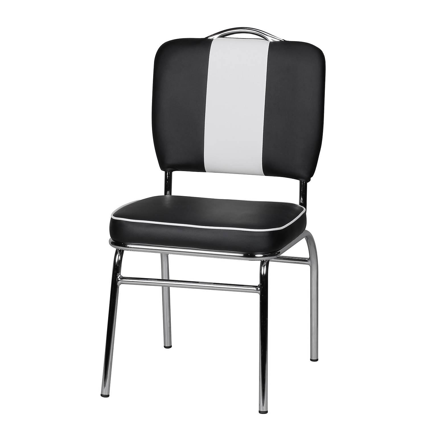 Esszimmerstuhl Eckero Kunstleder Metall Chrom Schwarz Weiß 0