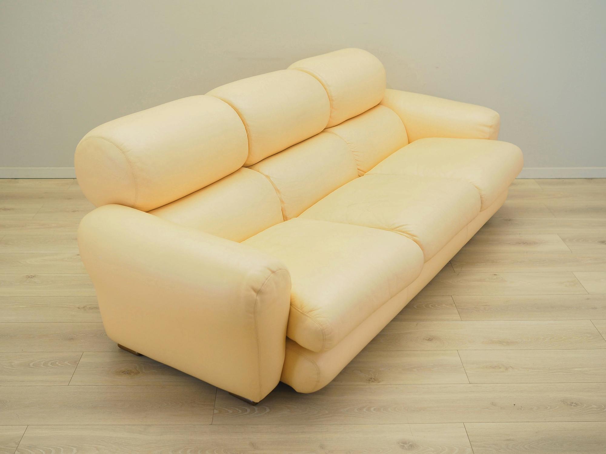 Sofa Leder Creme 1960er Jahre 9