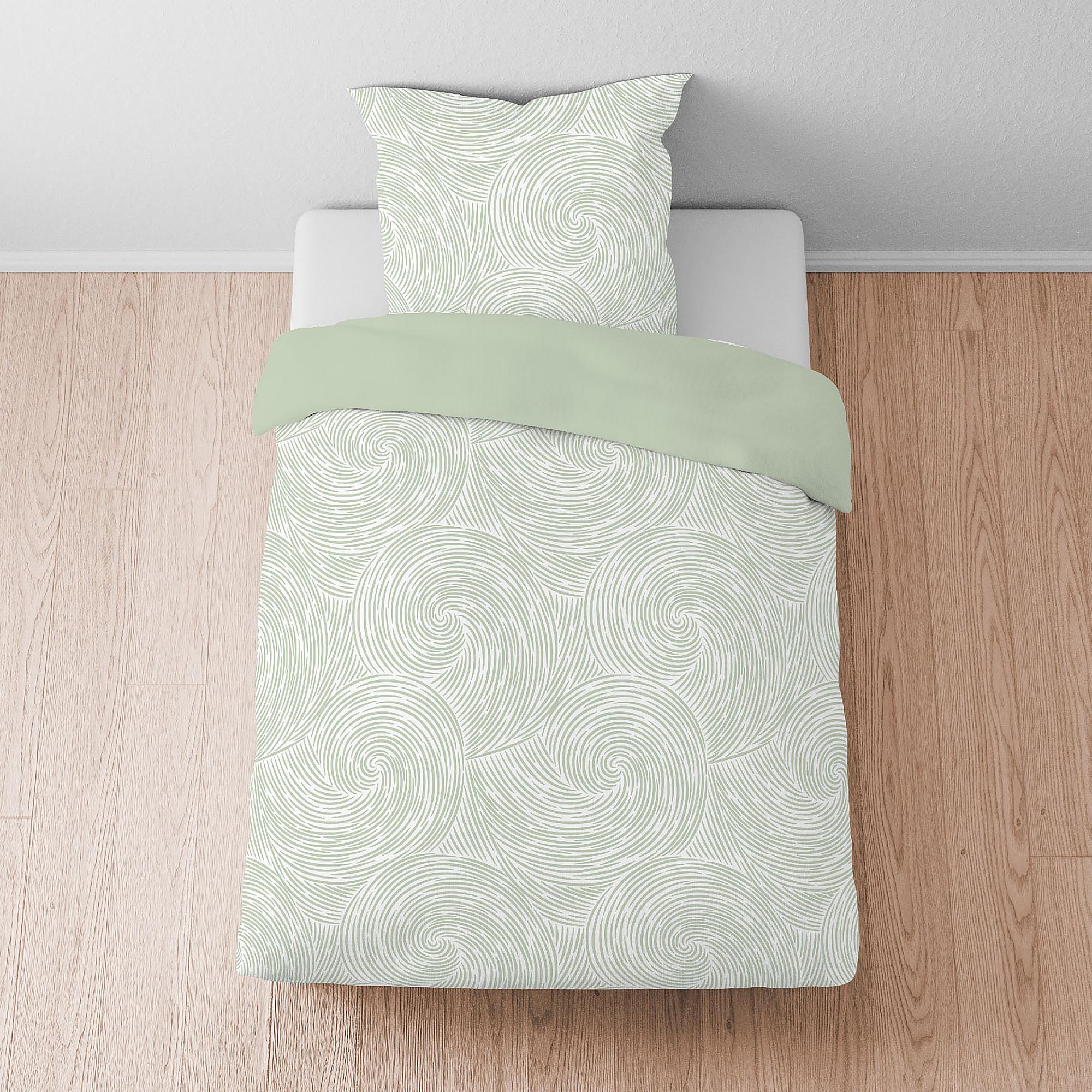 Strudel Bettwäsche Lyocell Salbei 135x200cm Kissen 80x80cm 2