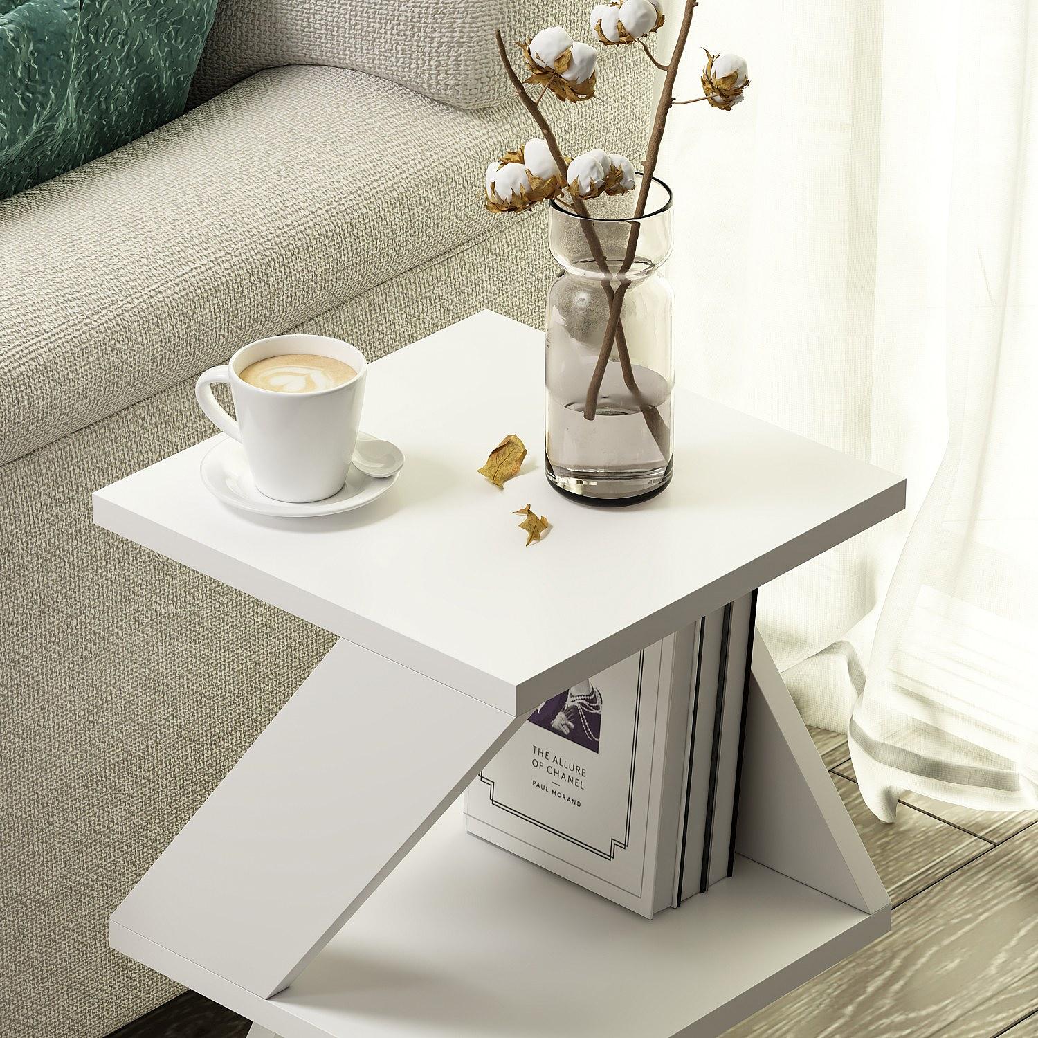 Albeni Side Table Wood Veneer White 5