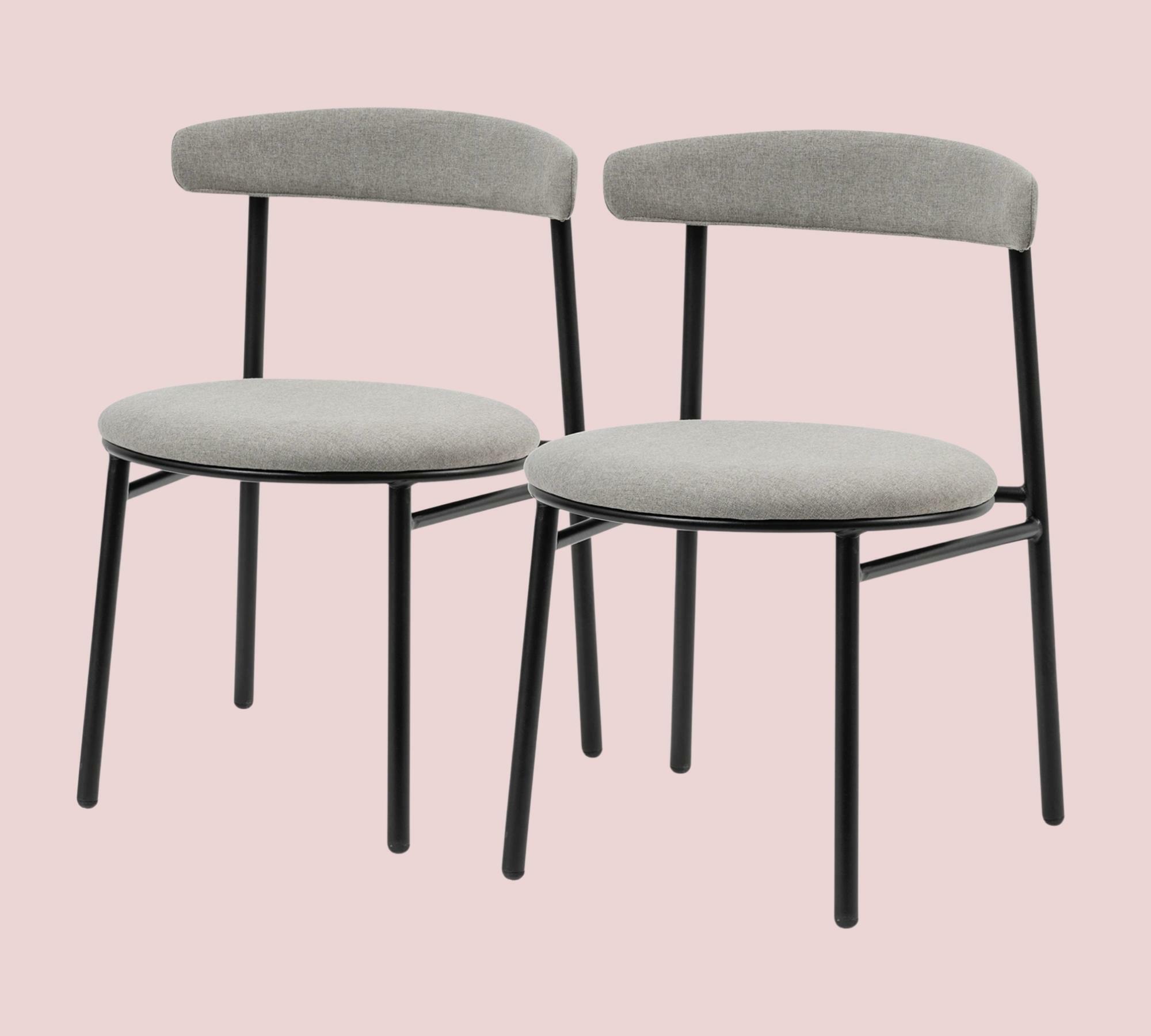 2x Esszimmerstuhl Webstoff Grau Gestell Schwarz 0