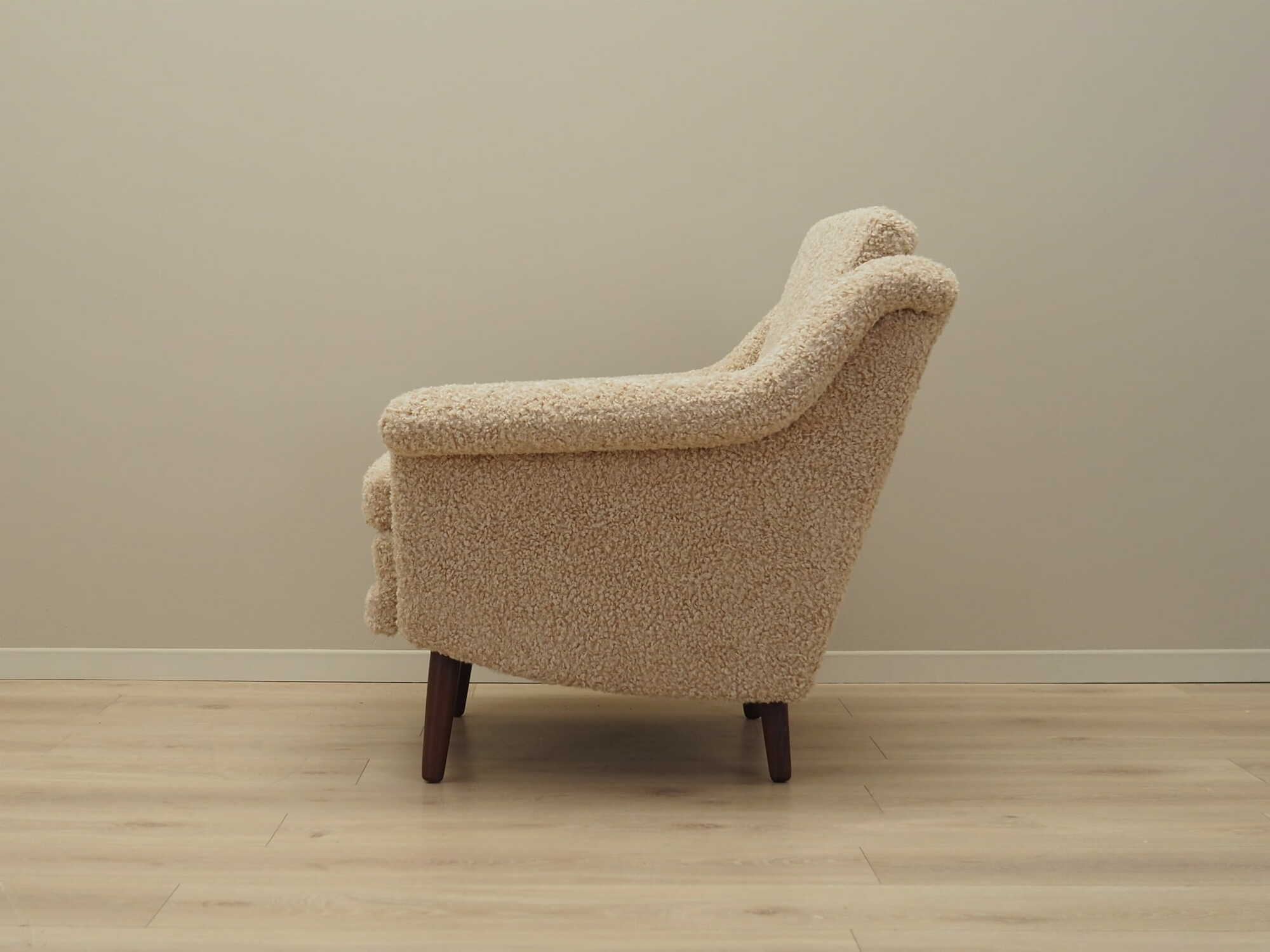 Vintage Sessel Textil Holz Beige 1970er Jahre 3