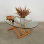 Vintage Coffee Table Beech Wood Glass Brown 1990s 6