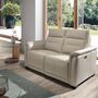 Sofa 2-Sitzer Leder Taupe Grau 2