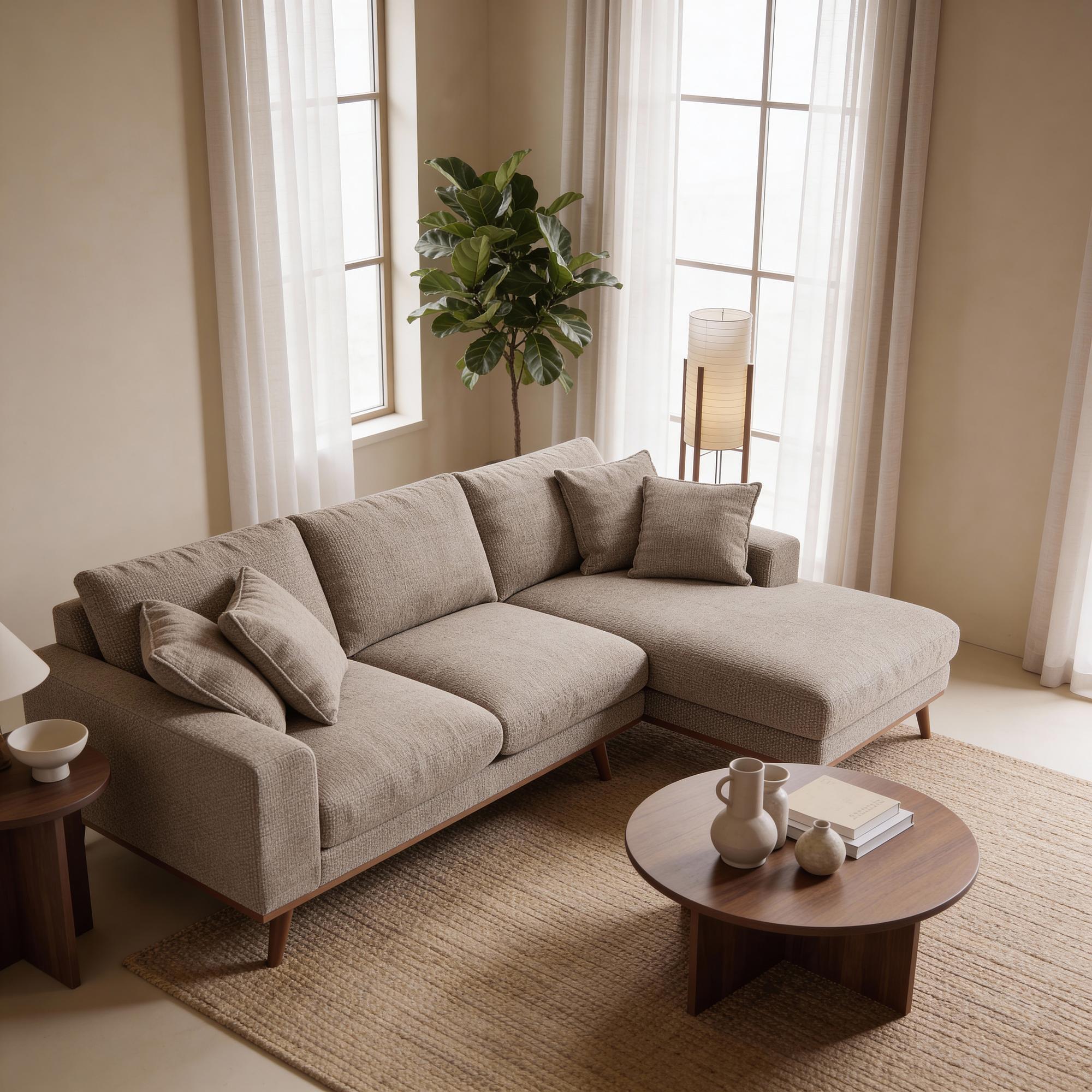 Corner Sofa Harper 3-Seater Right Light Brown 2