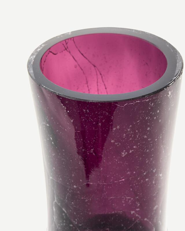Gecrackelte Kugelvase Glas Dunkellila 1