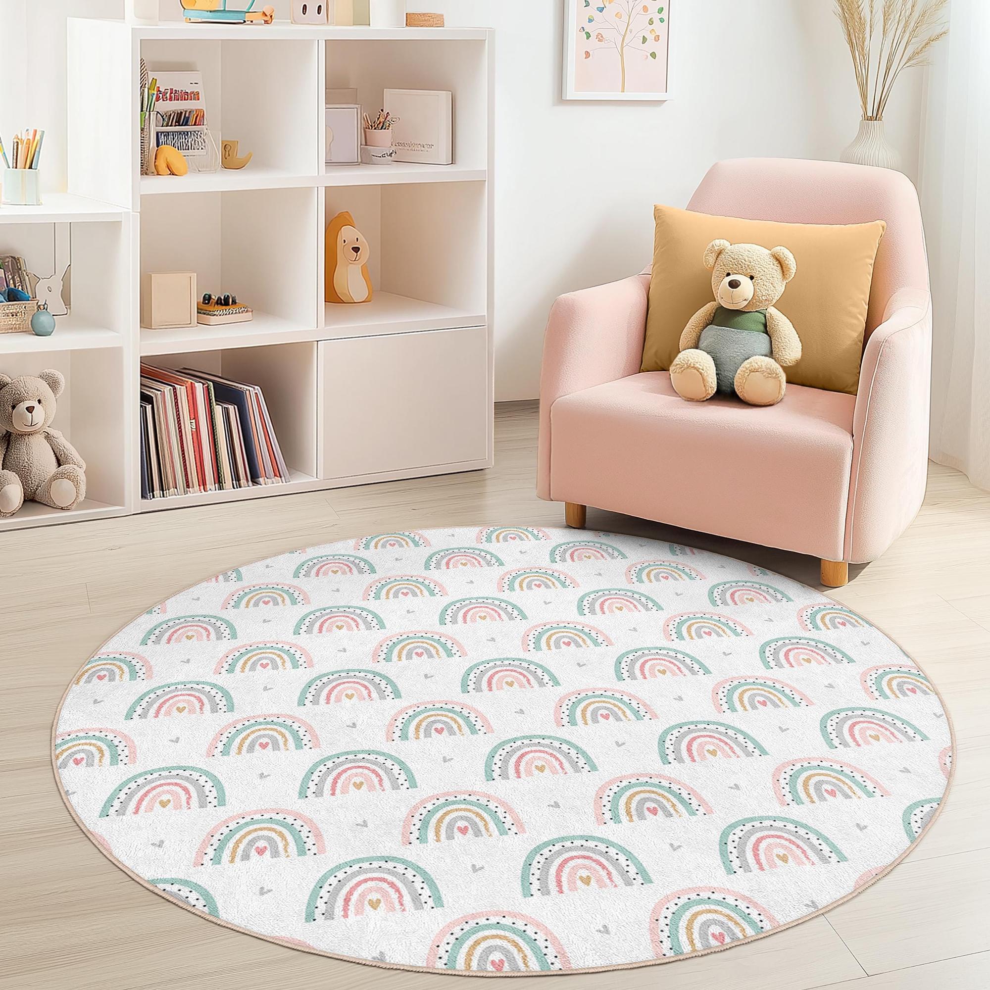 Regenbogen Kinderspielteppich Mehrfarbig Ø150cm 0