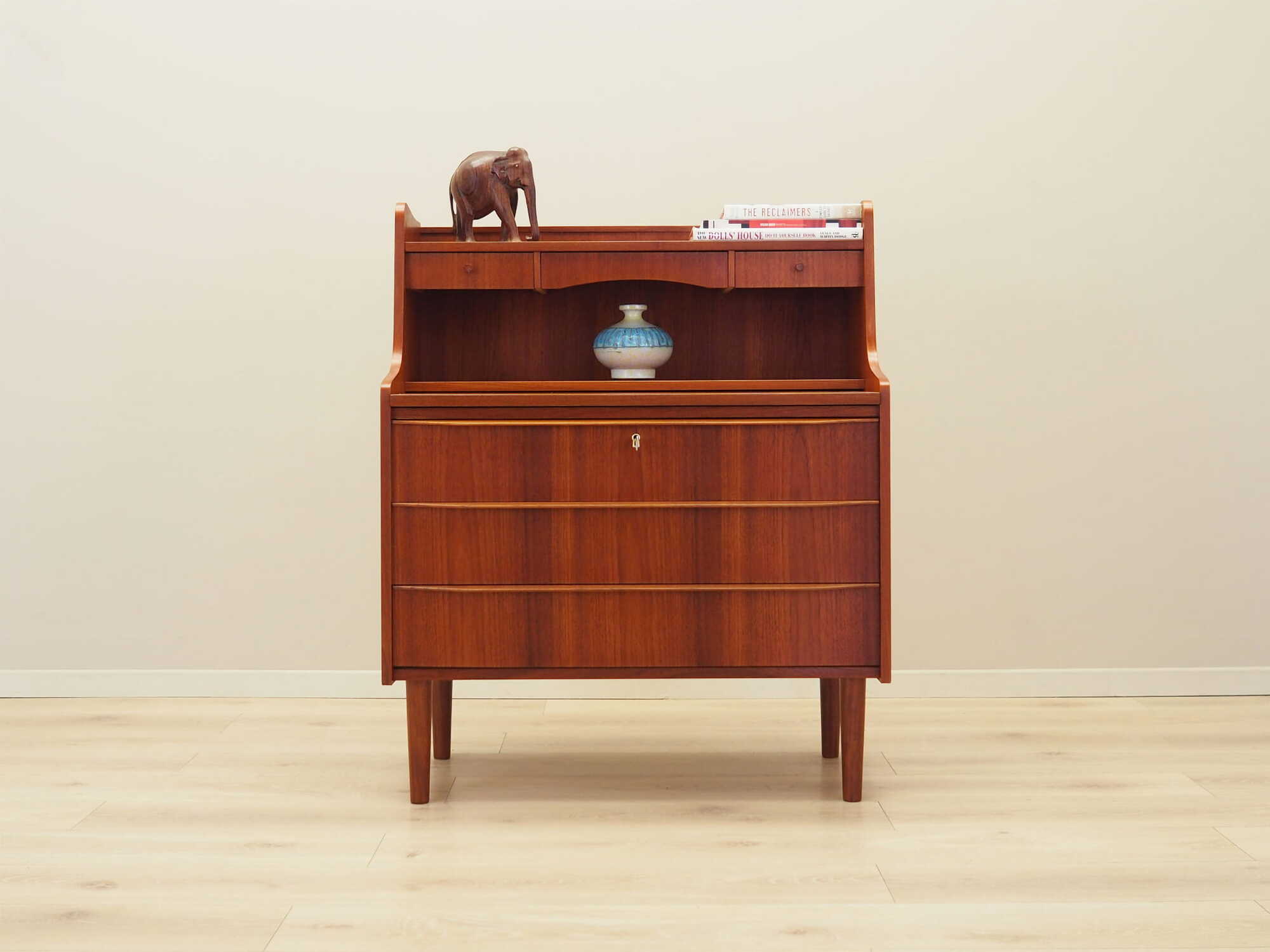 Vintage Secretary Teak Brown 1970s 1