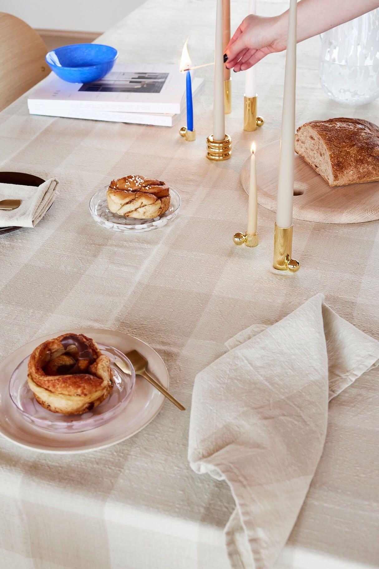 Chess Tablecloth Cotton Cream 200x140 cm 1