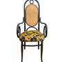 Vintage Stuhl Rattan Stoff Mehrfarbig  0