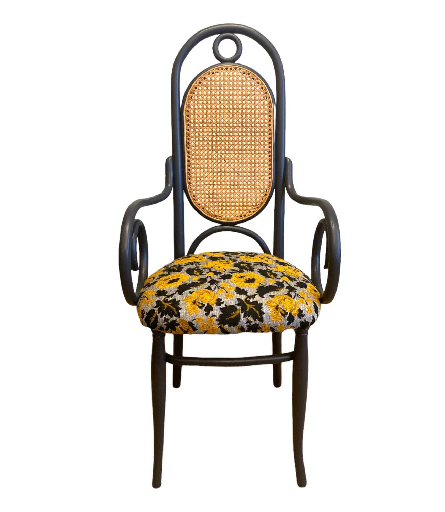 Vintage Stuhl Rattan Stoff Mehrfarbig  0