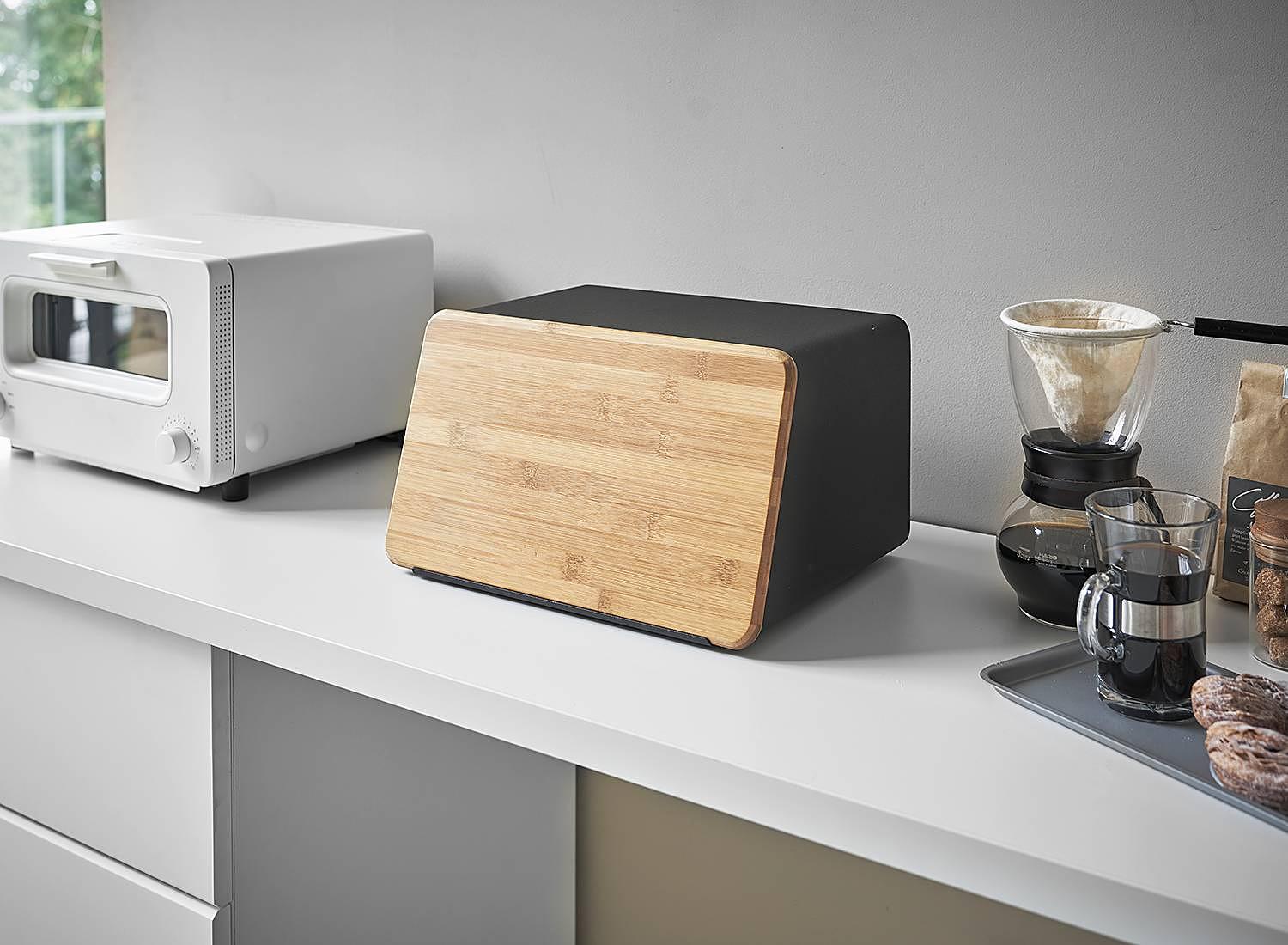 Tower Brotkasten Bambus Stahl Schwarz 2