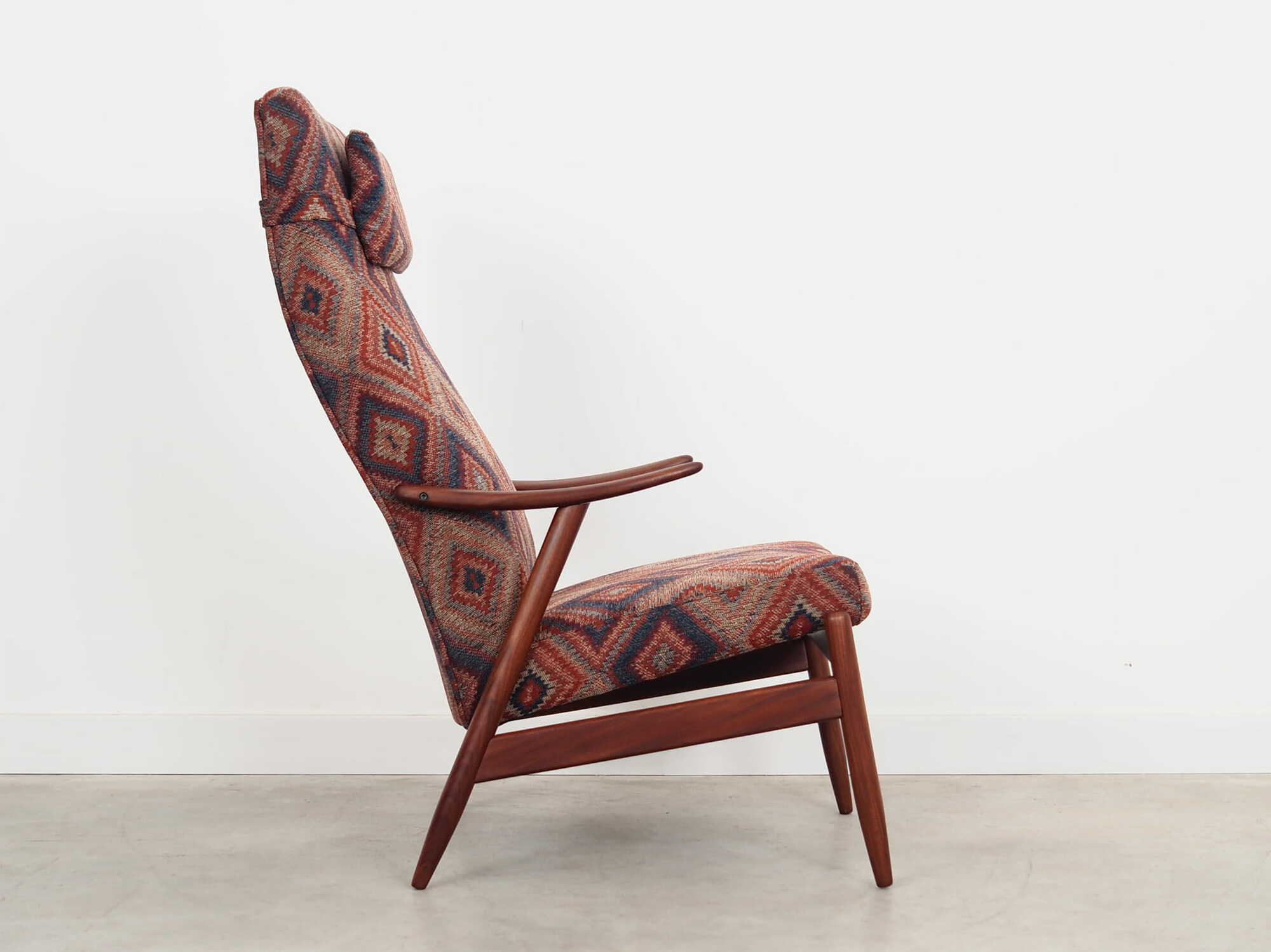 Vintage chair Teak wood Textile Multicolor 1970s  6