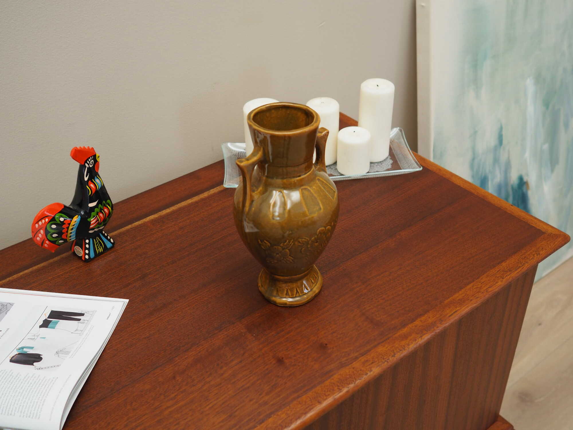 Vintage Vase Keramik Braun 1960er Jahre 2