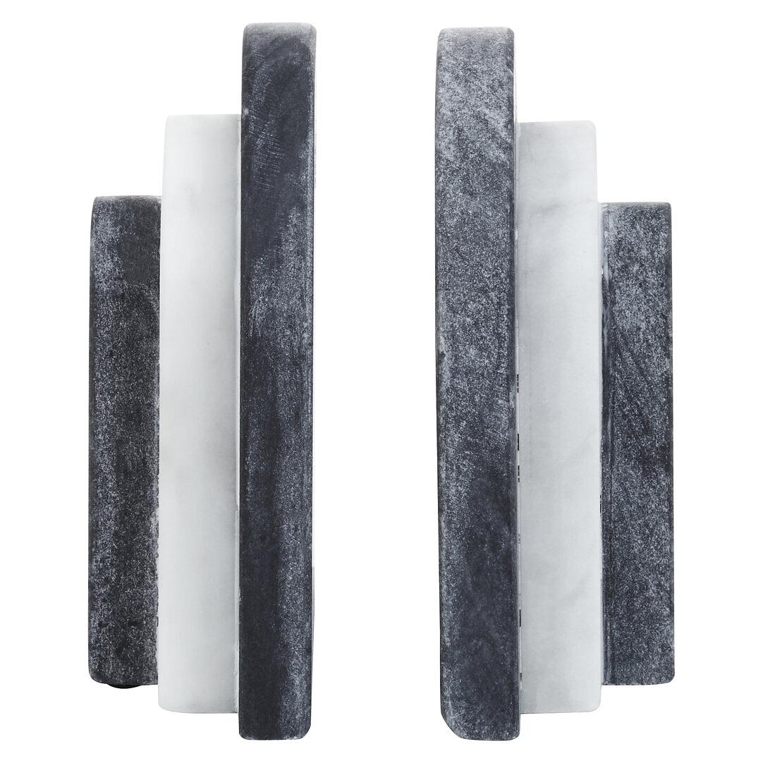 2x Oxana Schwarz-Weiß Marmor Buchstützen
 1