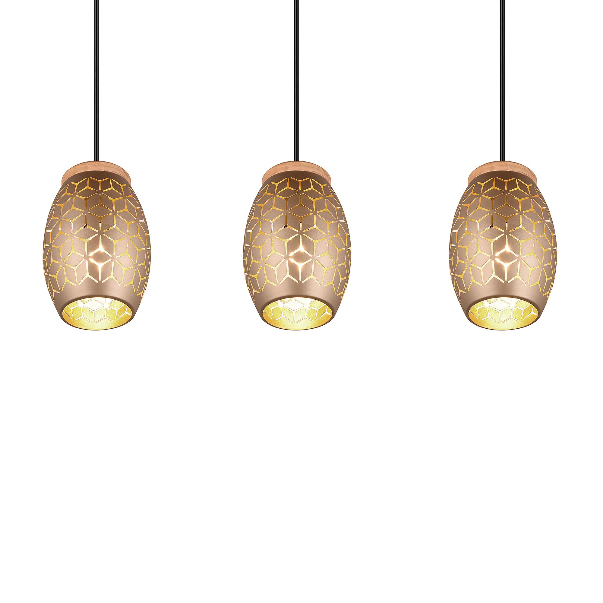 Bidar Pendelleuchte 3-flammig Eisen Kiefer Braun  0