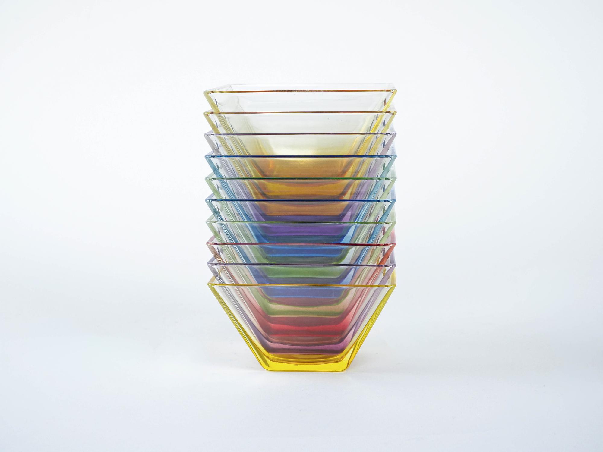 Glass bowl set  Multicolor  1980s 6