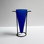Vintage Postmodern Flower vase Glass Blue 1990s 0