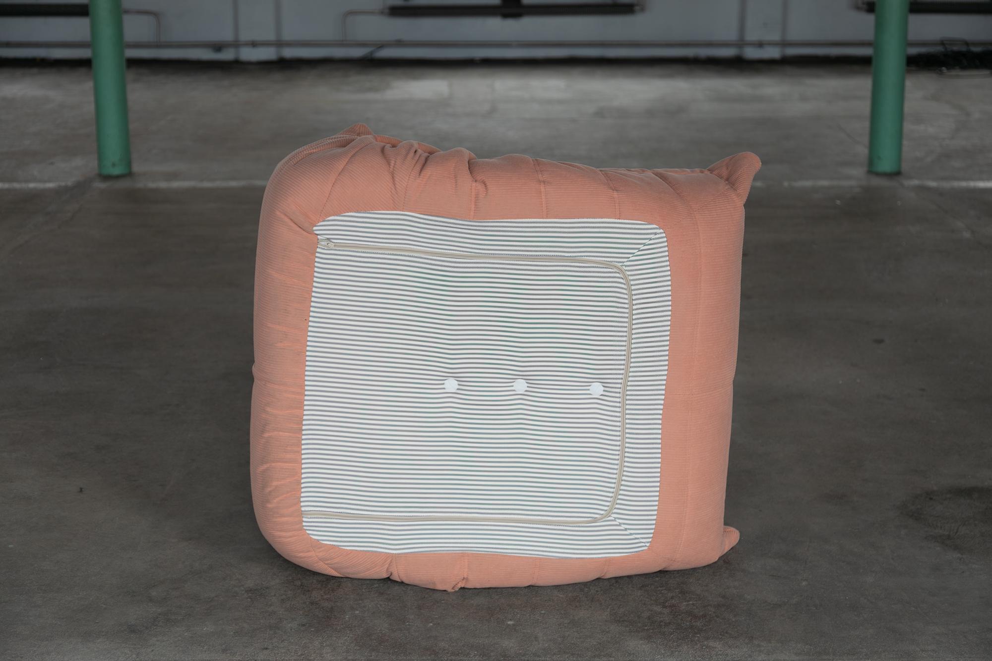 Togo Armchair and Ottoman Set Cord Pink 3