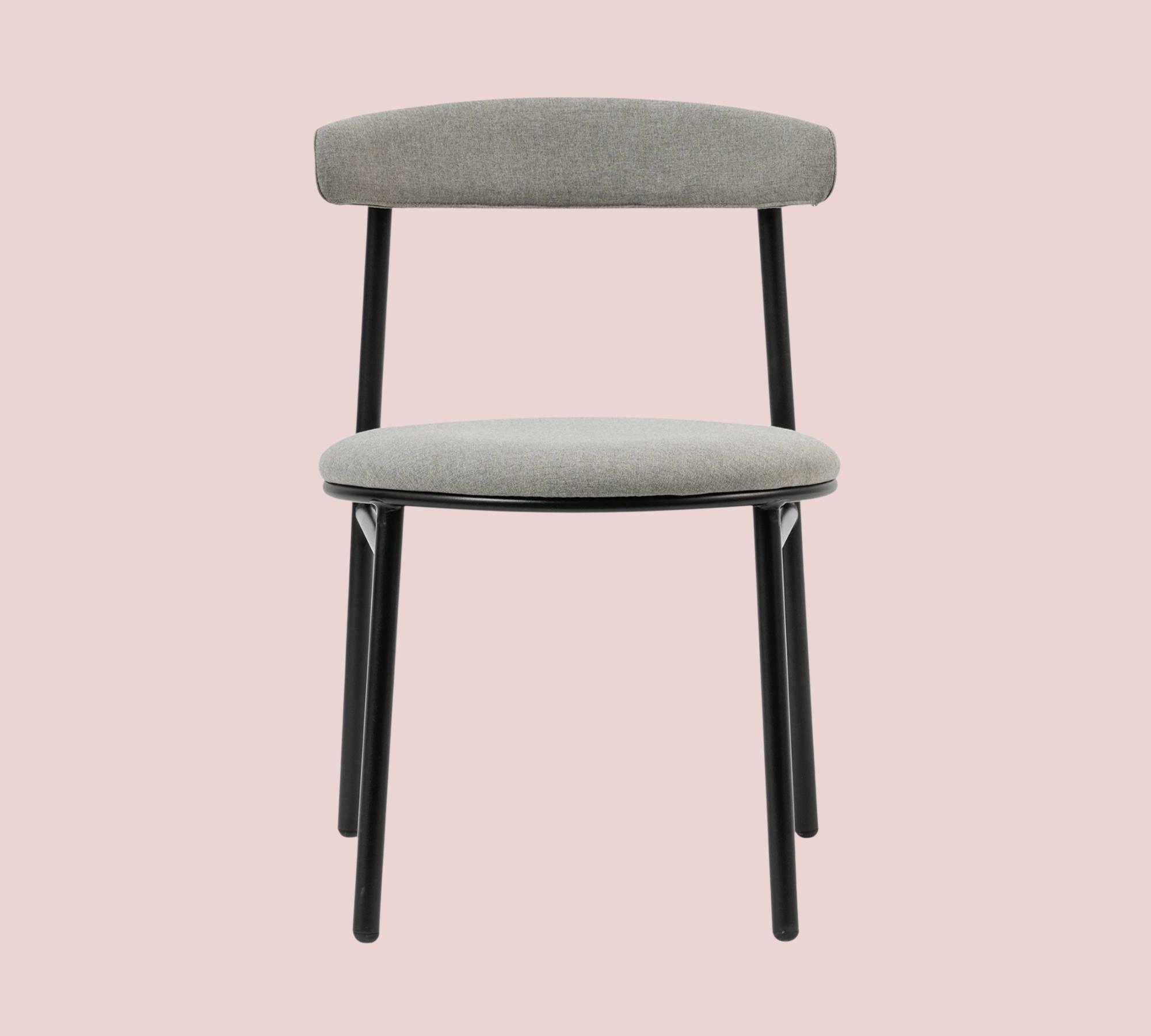 2x Esszimmerstuhl Webstoff Grau Gestell Schwarz 1