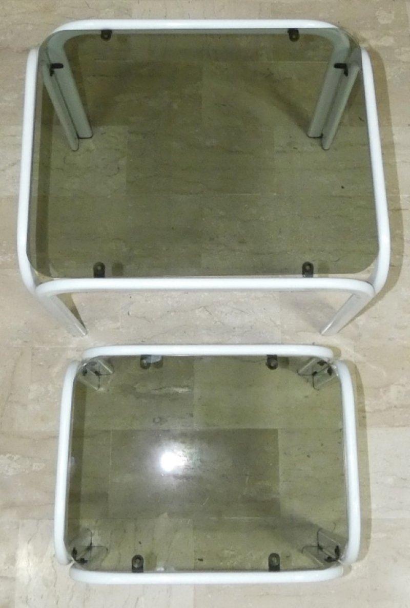 Couchtische 3er Set Vintage Metall Glas 1980er Jahre 7