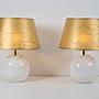 2x Vintage Tischlampe Keramik Weiß Gold  0