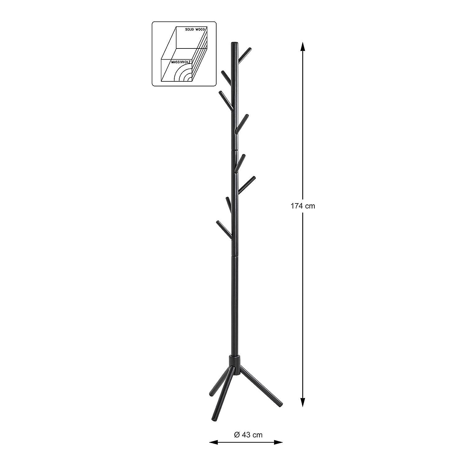 Cidara Coat Rack Solid Oak Wood 2