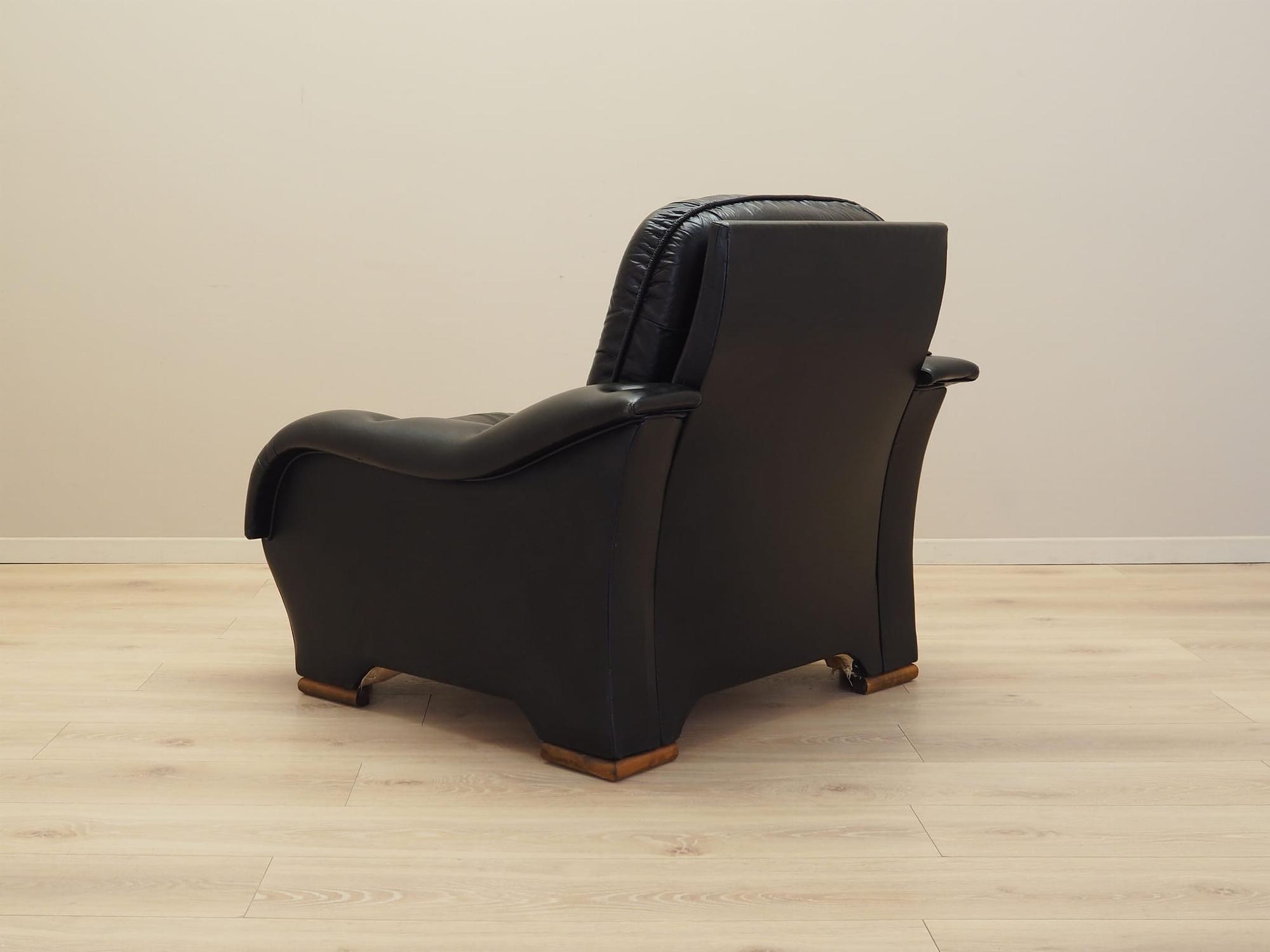 Armchair Faux Leather Black 1980s 6
