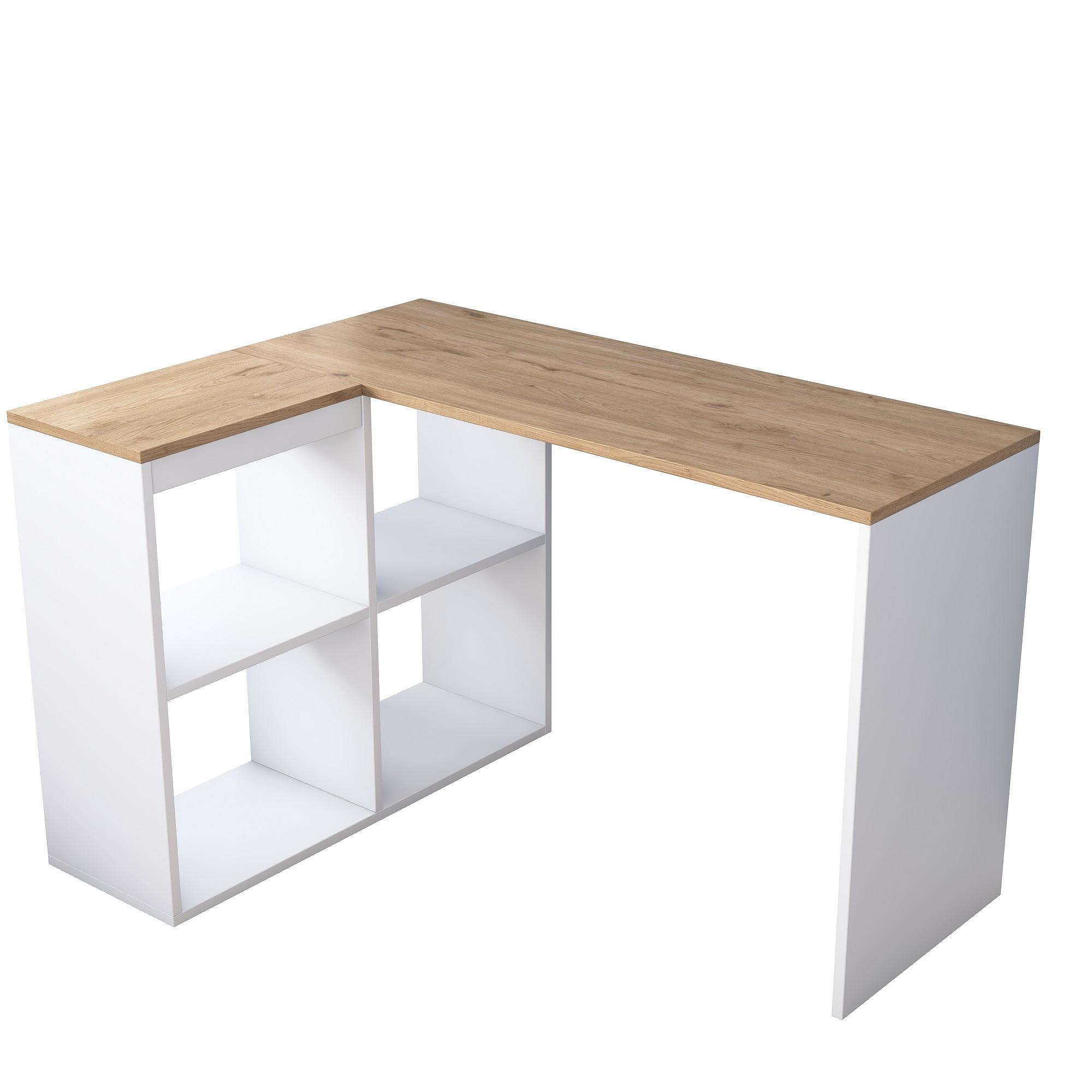 Eckschreibtisch mit Ablage Weiß Braun 4