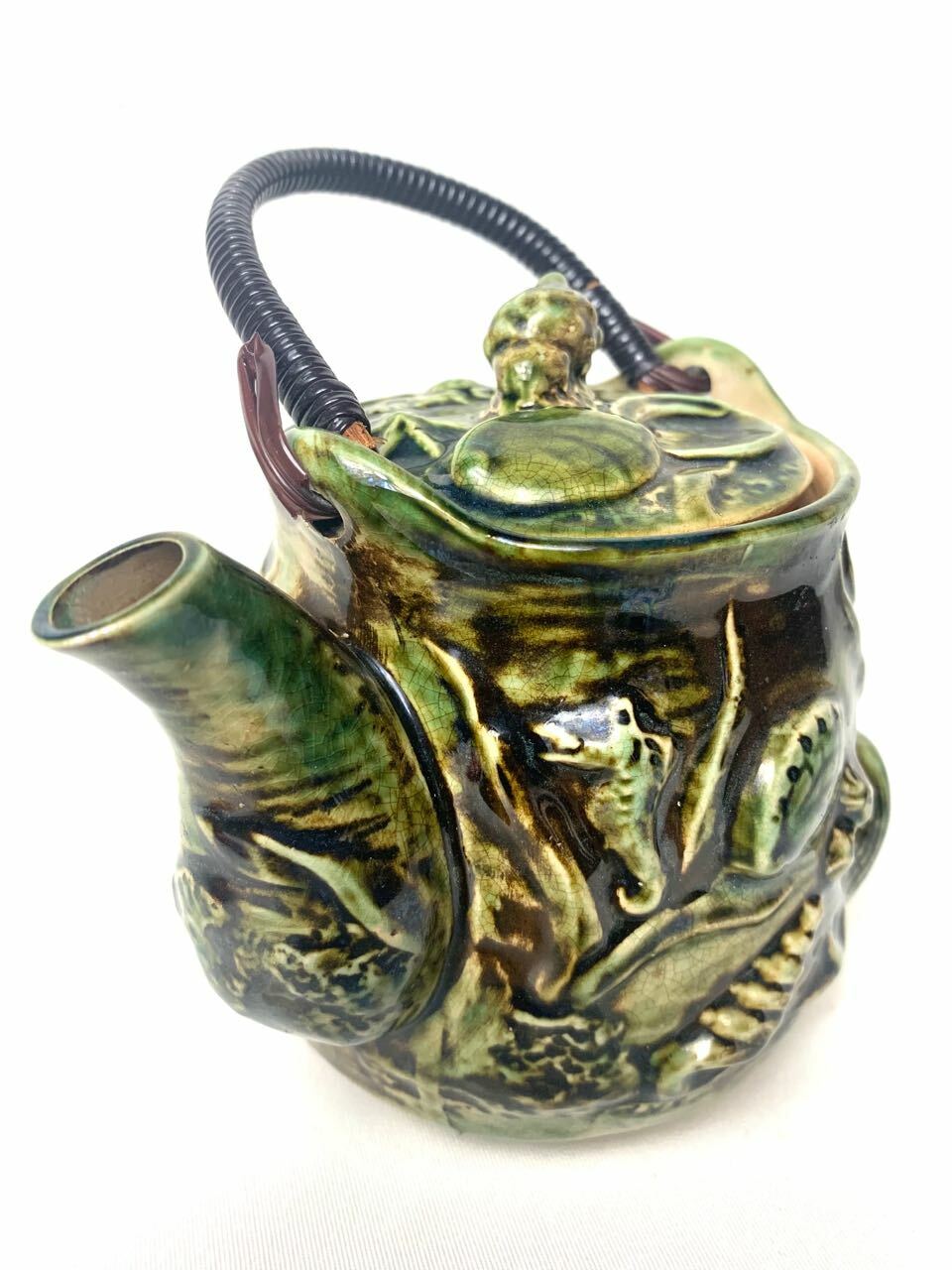 Vintage Teekannen Keramik Grün 2