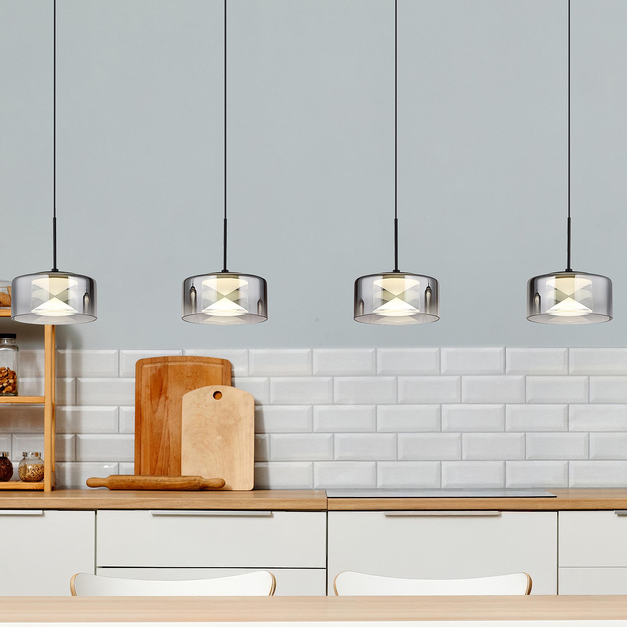 Belinda LED Pendant Light Smoked Glass Black 0