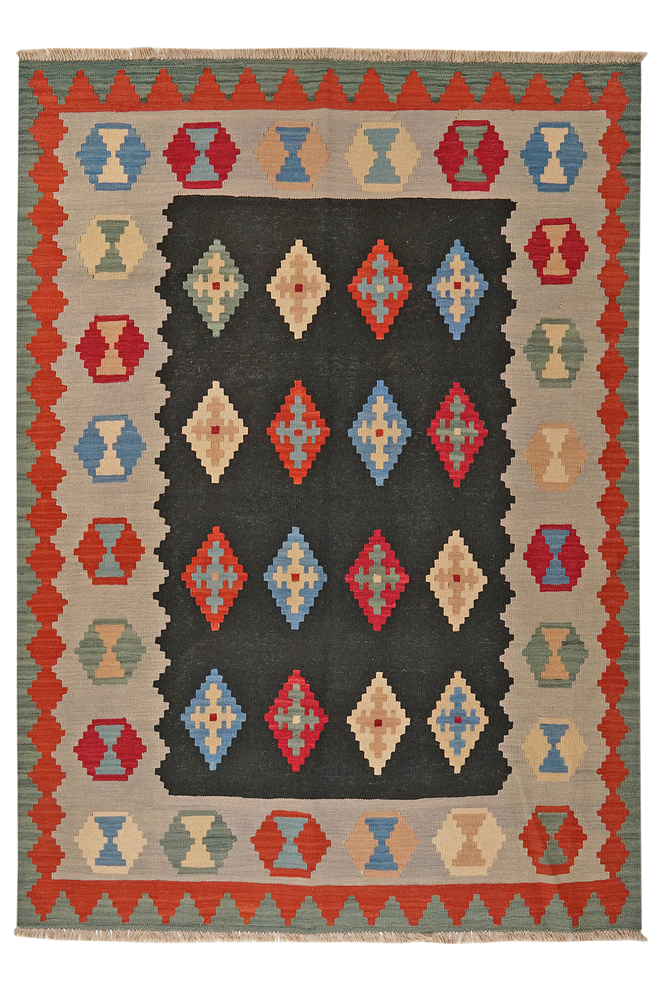 Kilim Gashgai Teppich Wolle Mehrfarbig 0