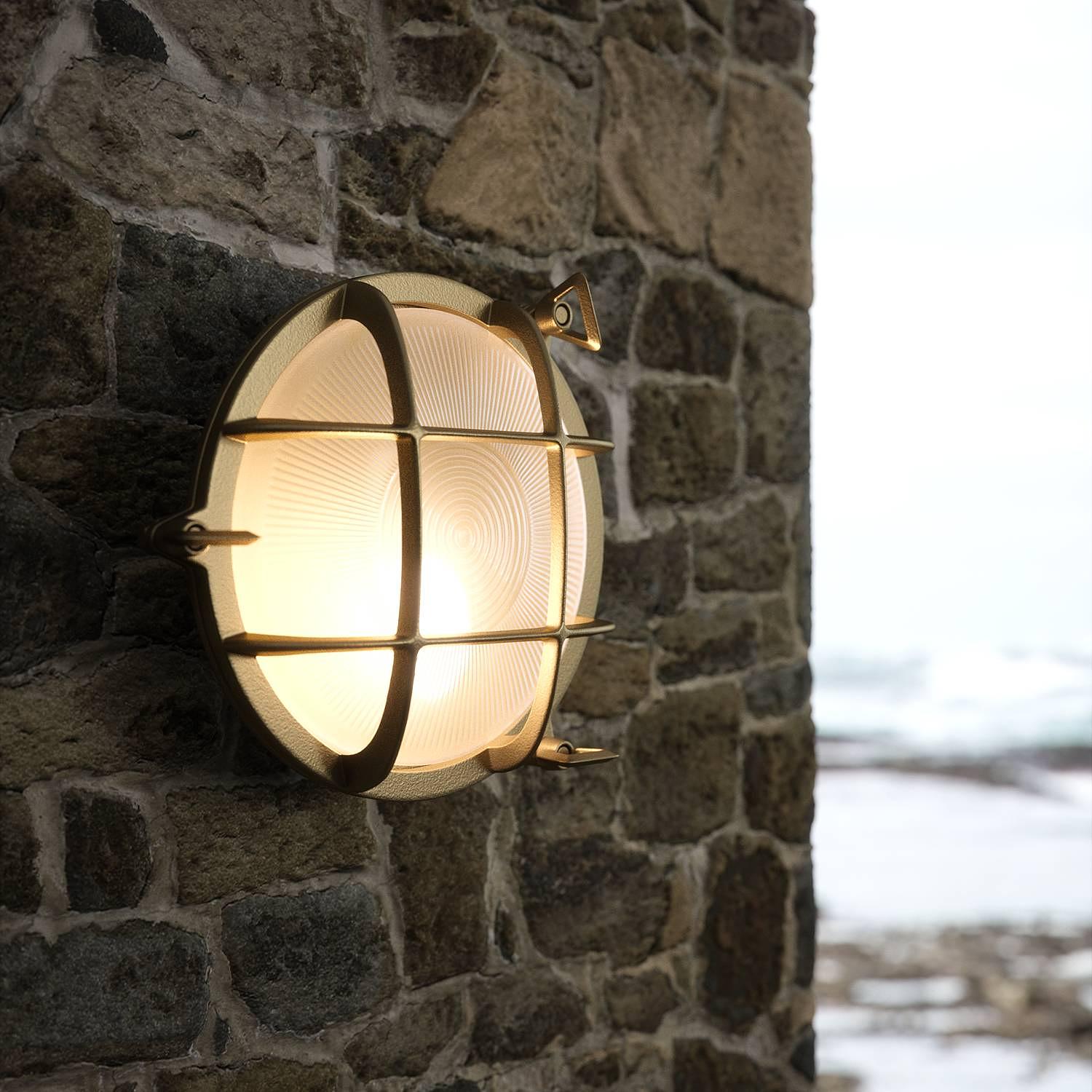 1-Flammig Wandleuchte Polperro Klarglas Messing 2