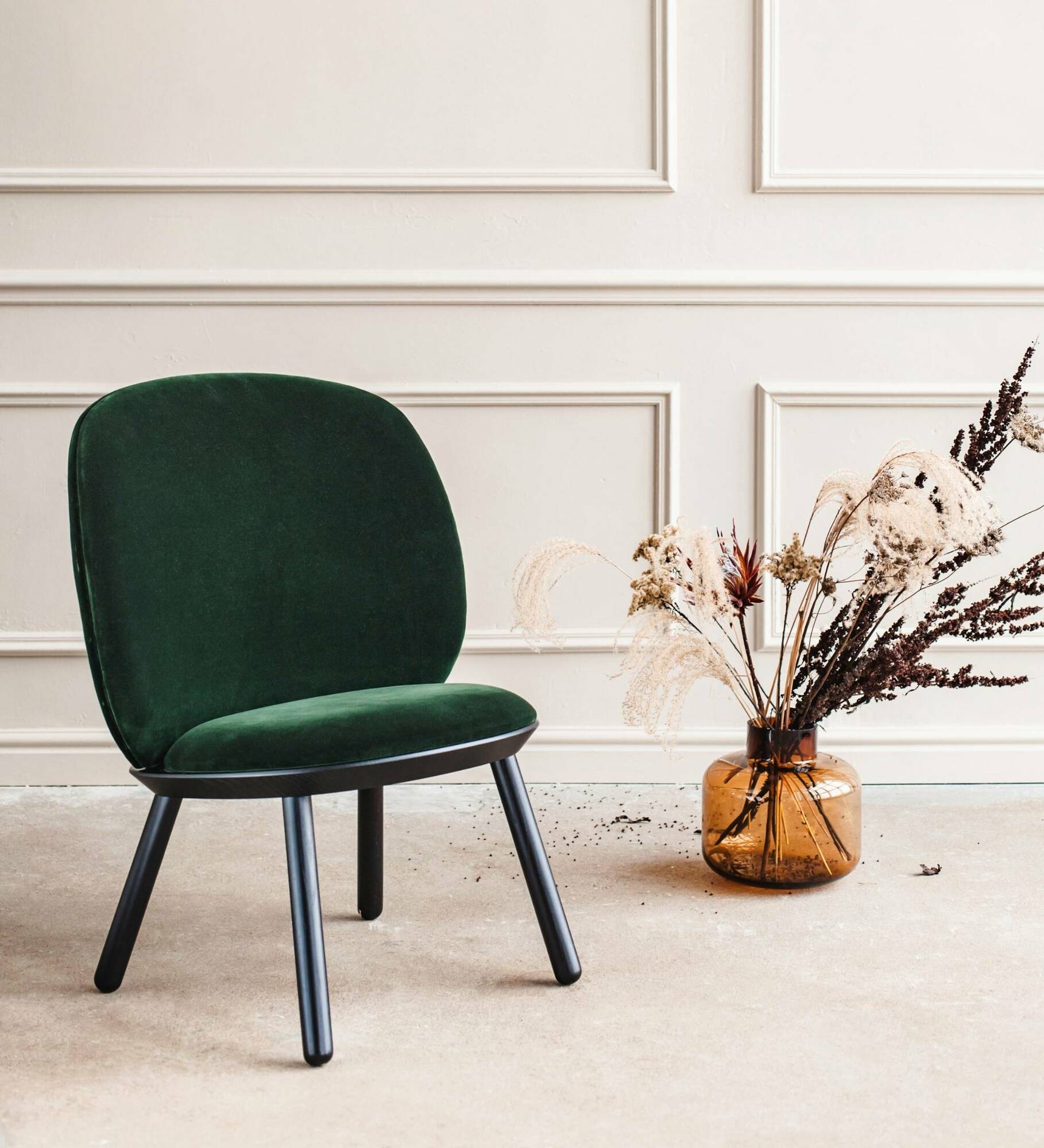 Loungestuhl Eschenholz Velour Grün 0