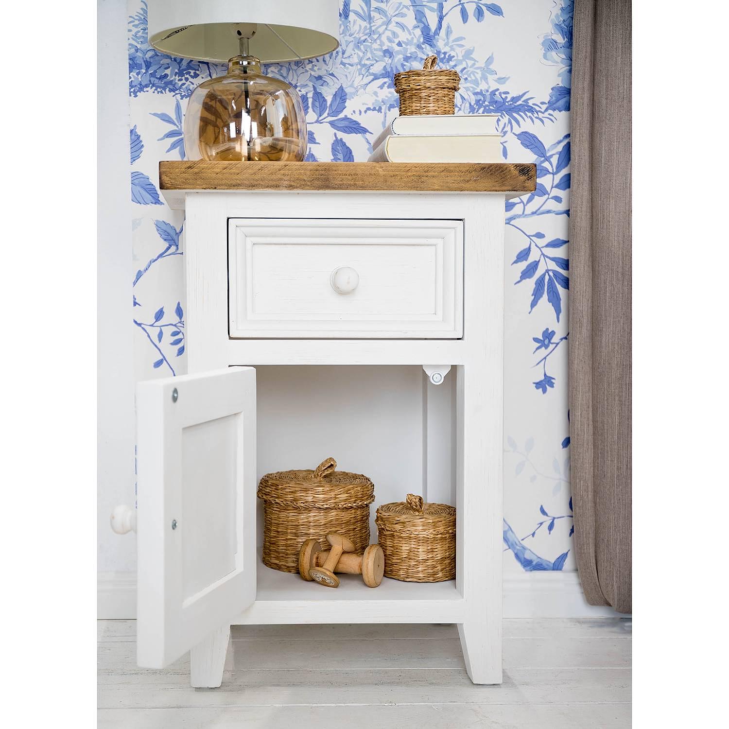 Balignton Nachtkommode Kiefer Massivholz Weiß 4