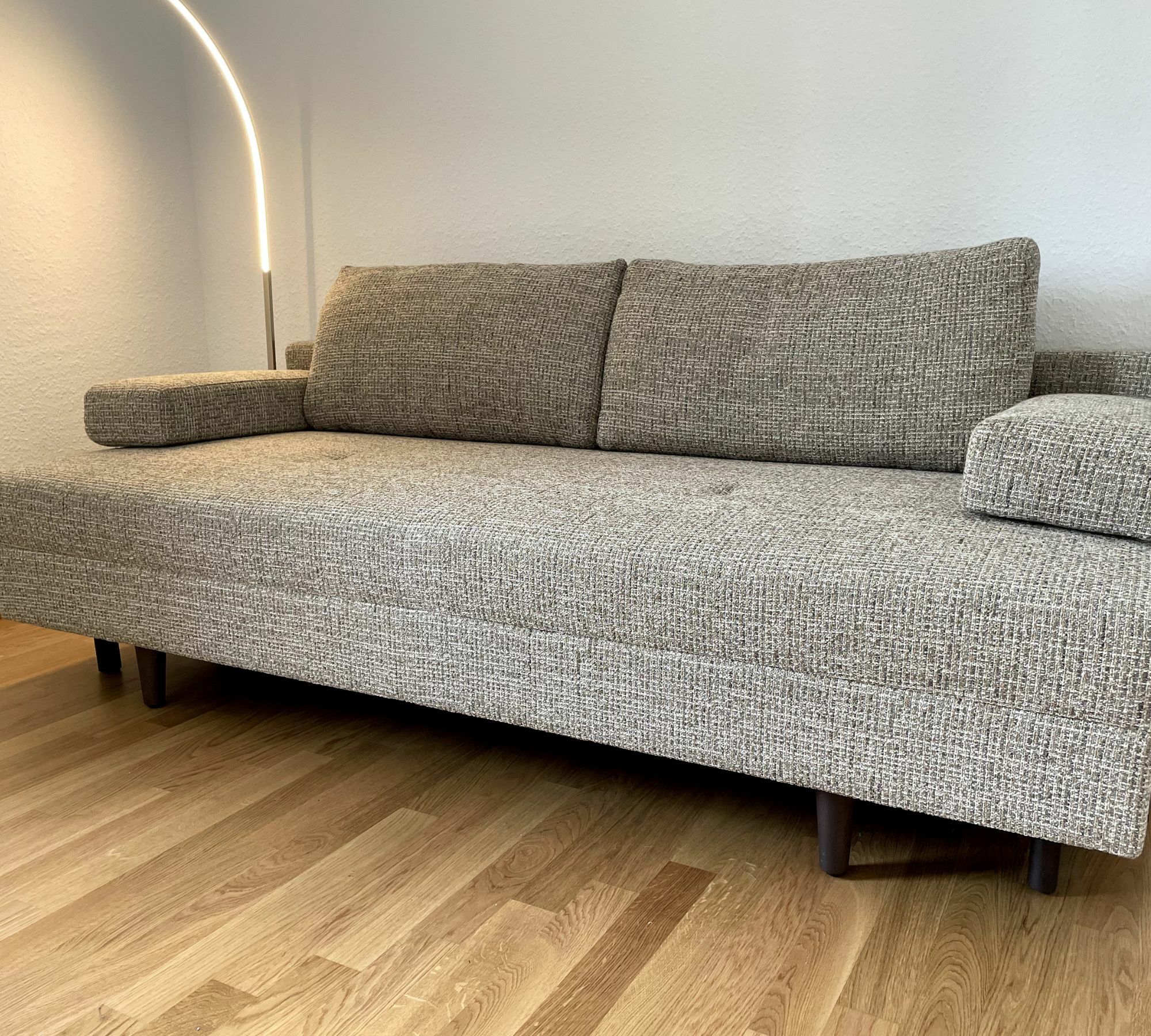 Sofa 2-Sitzer Schlaffunktion Webstoff Beige  0
