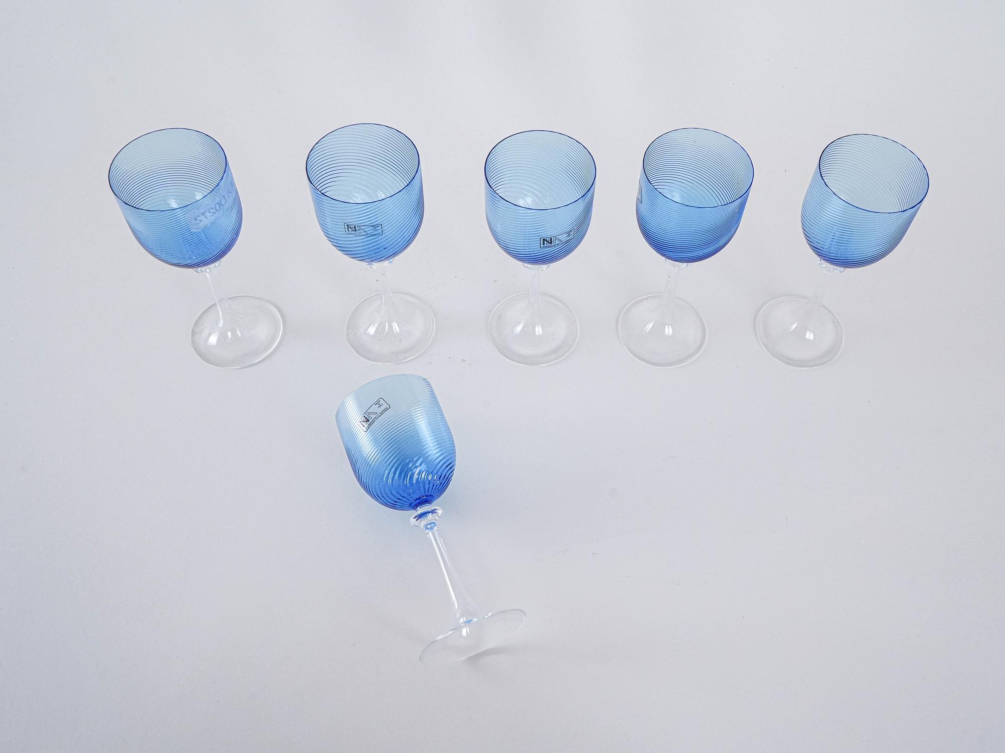Gläser-Set Muranoglas Blau 1970er Jahre 4