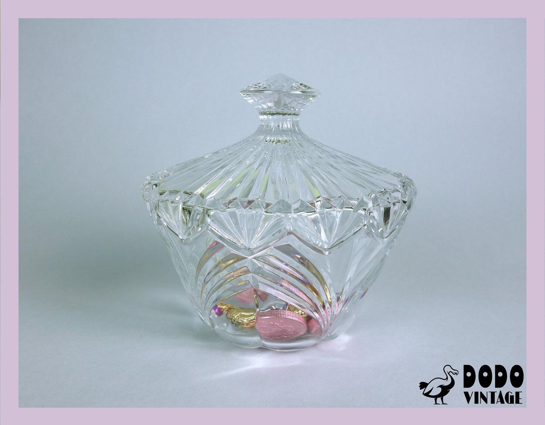 Vintage Bonbonniere Kristall Glas 1980er Jahre 1