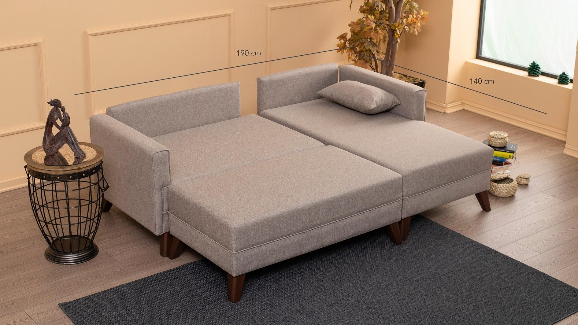 Bella Sofa Récamiere Rechts mit Hocker Rot 4