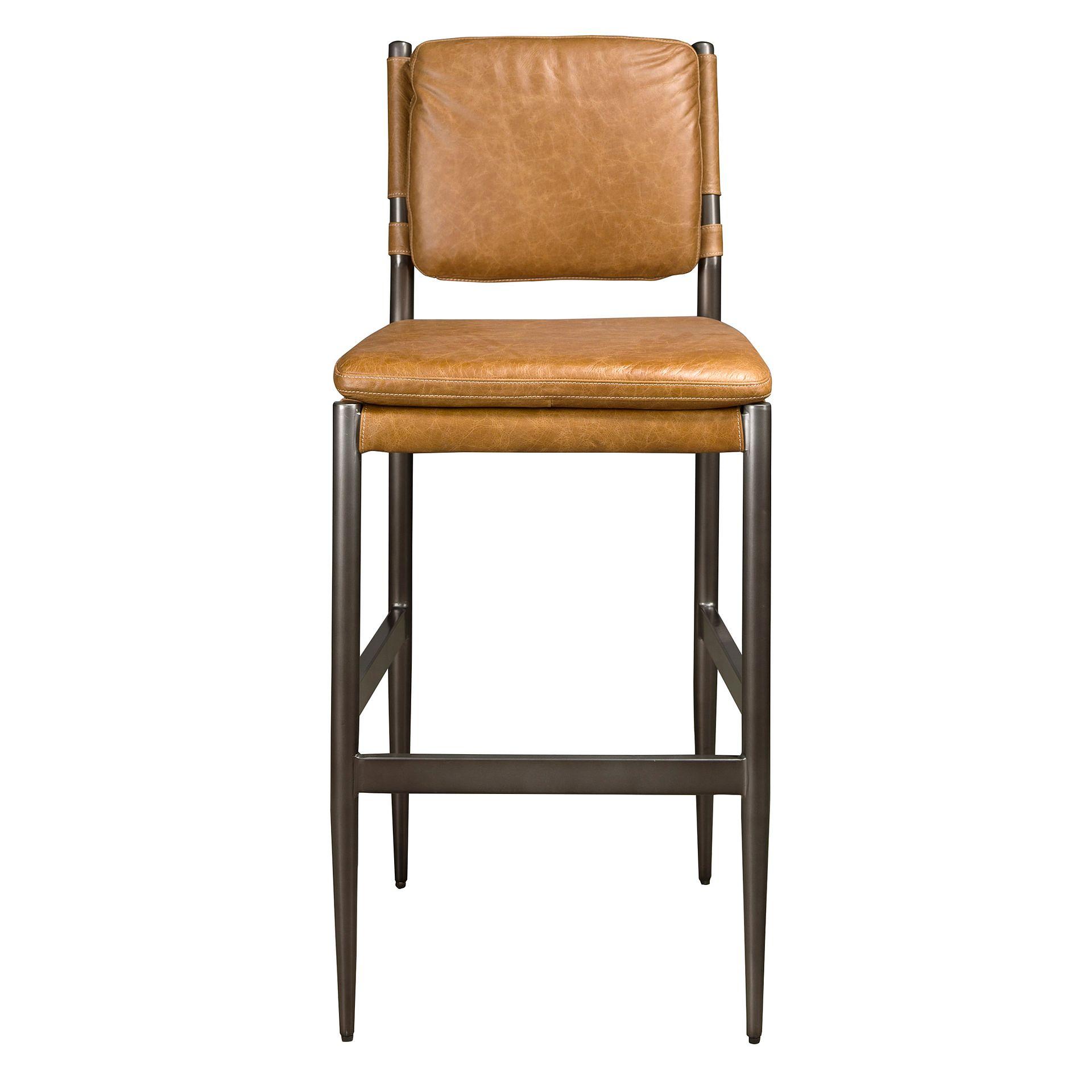 Bar stool, leather, brown 1