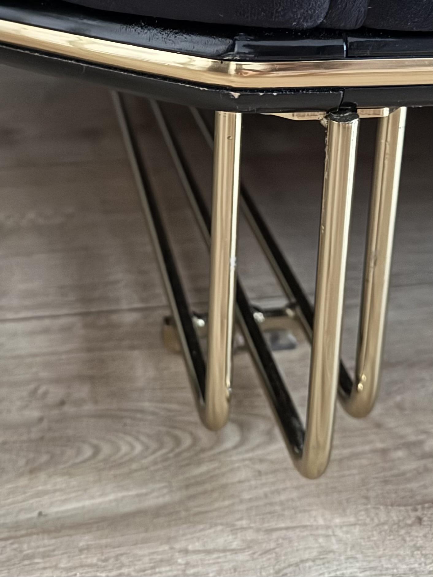 Chesterfield Couch-Set Sofa Sessel Samt Schwarz Gold 8