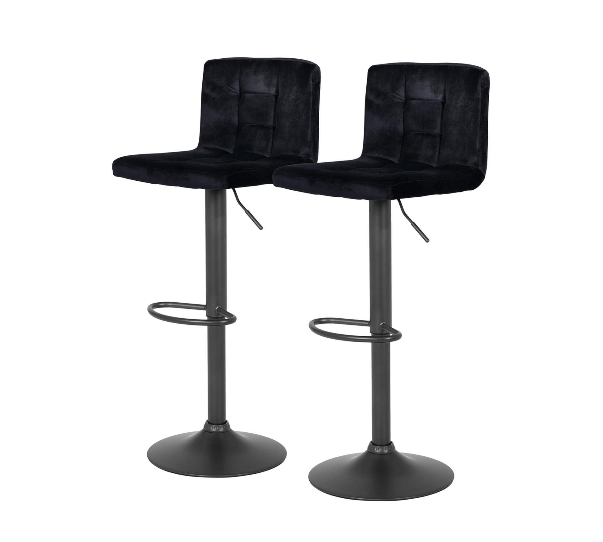 2x Barstuhl Samt Stahl Schwarz 0