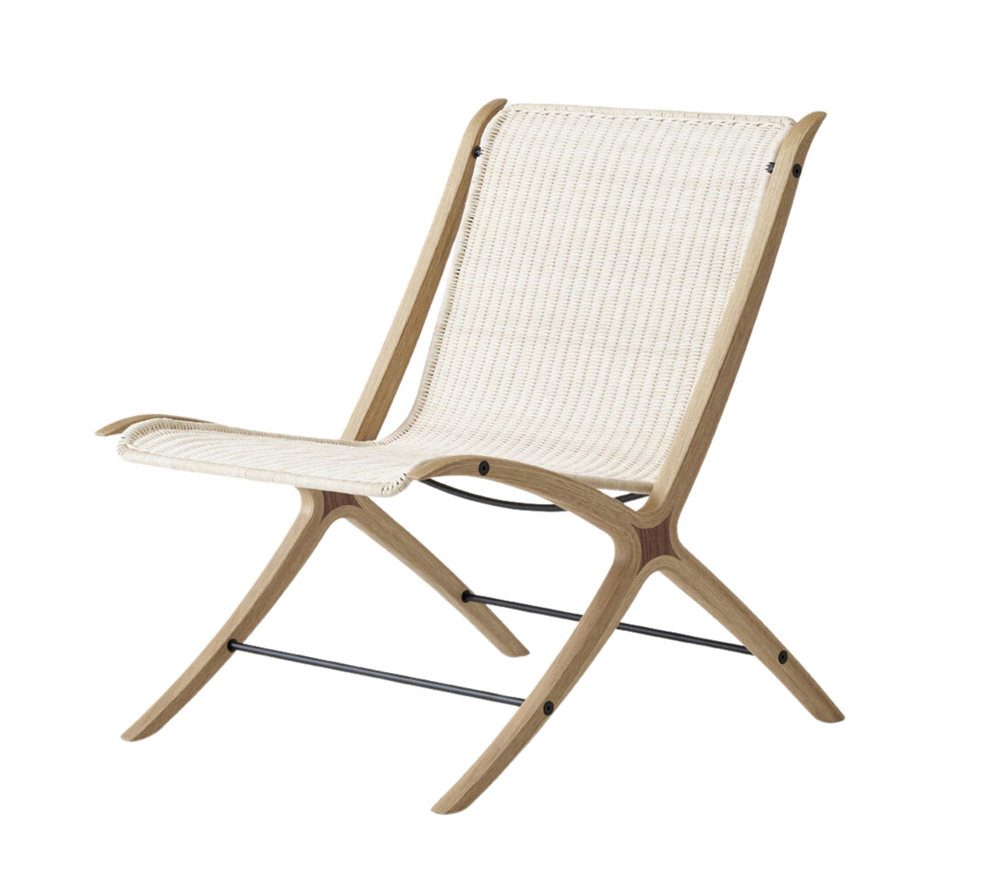 X HM10 Loungesessel Holz Rattan Creme 0