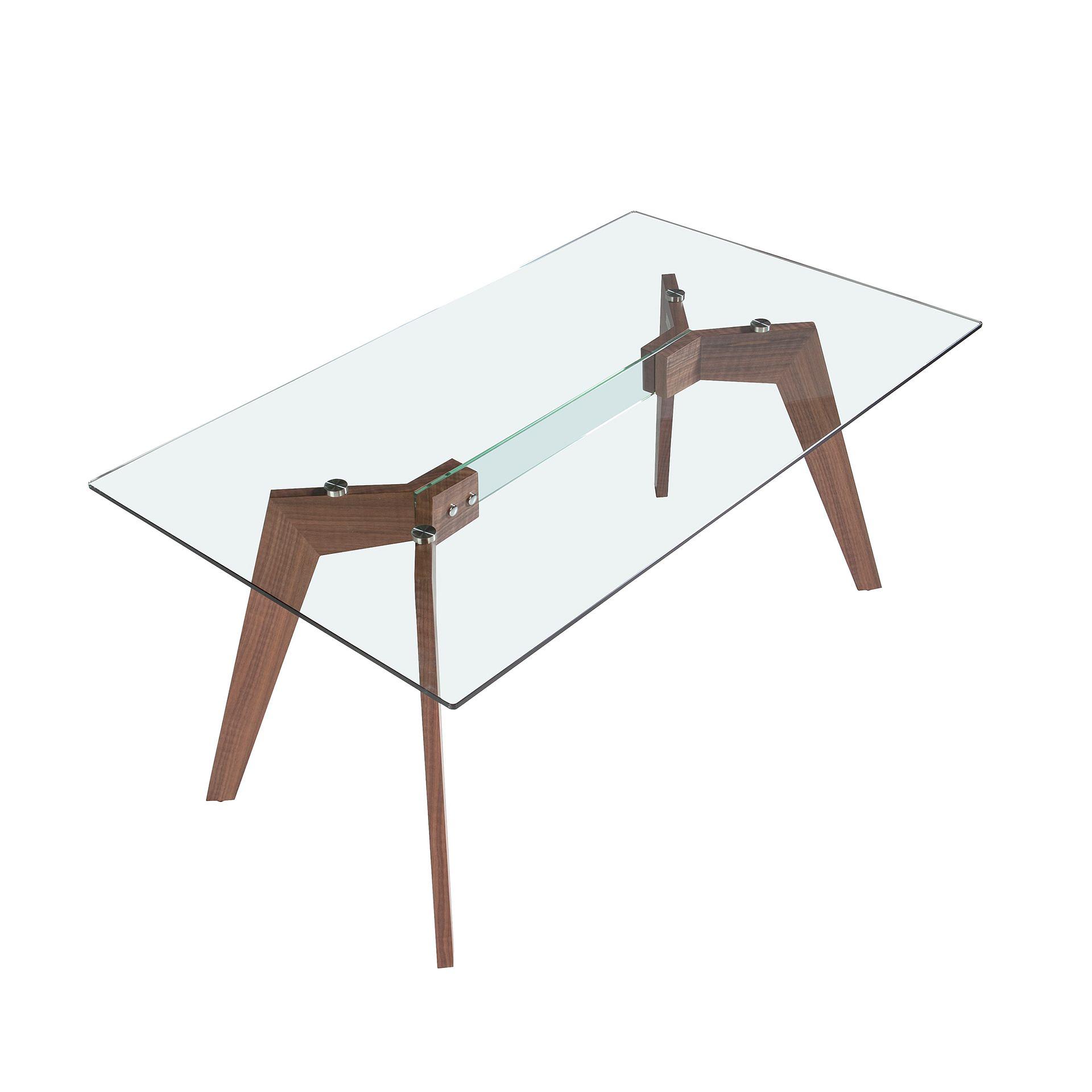 1031 Rectangular dining table wood veneer glass 6